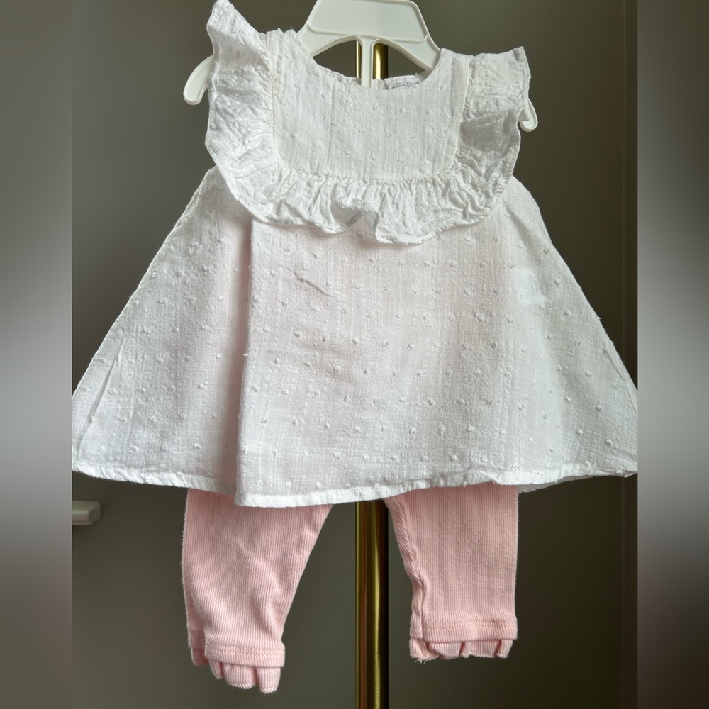 Starting Out White Top with Pink Leggings